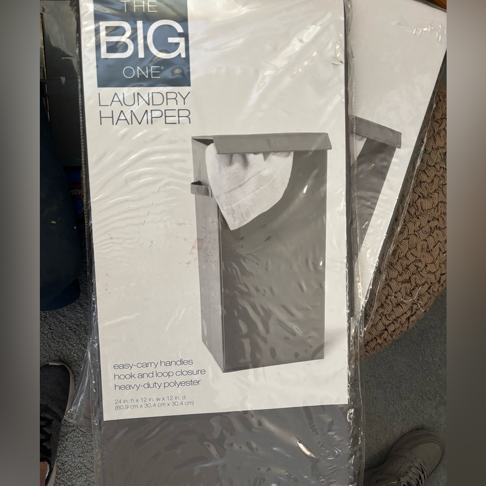 Gray Laundry Hamper with Easy-Carry Handles